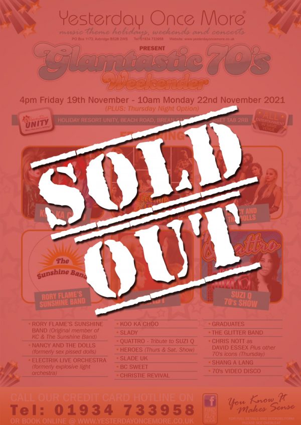 Yesterday Once More Glamtastic 70’s Weekender 2021 Sold Out